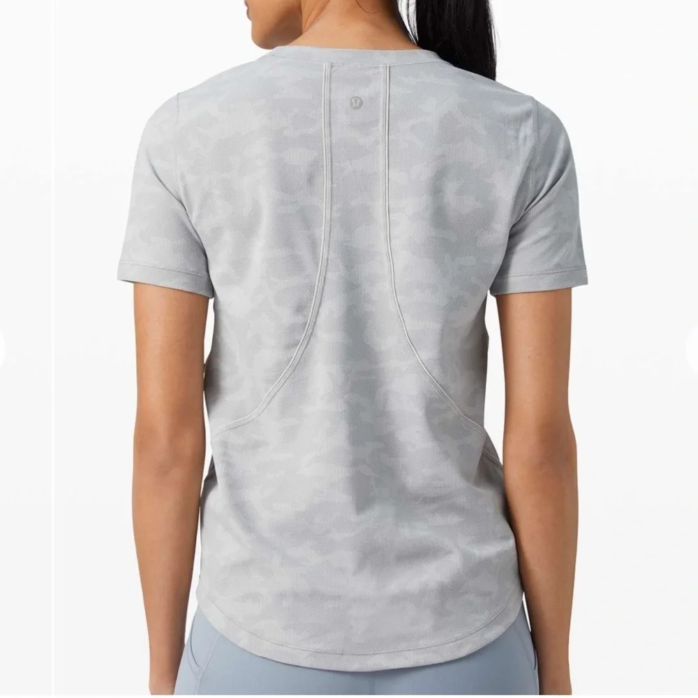 Lululemon Long Distance Short Sleeve Incognito Camo SSL Silver Drop Alpine White